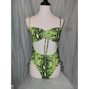 One Piece green snakeskin Swimsuit large